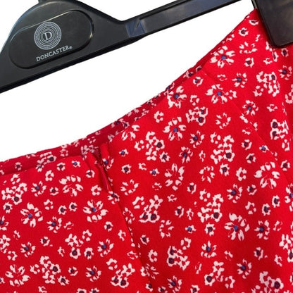 Sundae Muse. Red Floral Matching Mini Skirt & Cropped Blouse Set