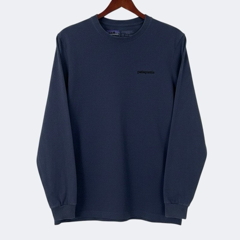 Patagonia Mens Navy Blue Fish Graphic Long Sleeve Responsibili-Tee