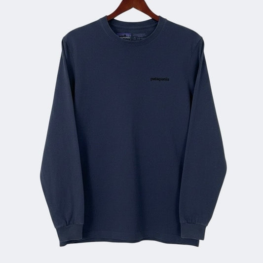 Patagonia Mens Navy Blue Fish Graphic Long Sleeve Responsibili-Tee
