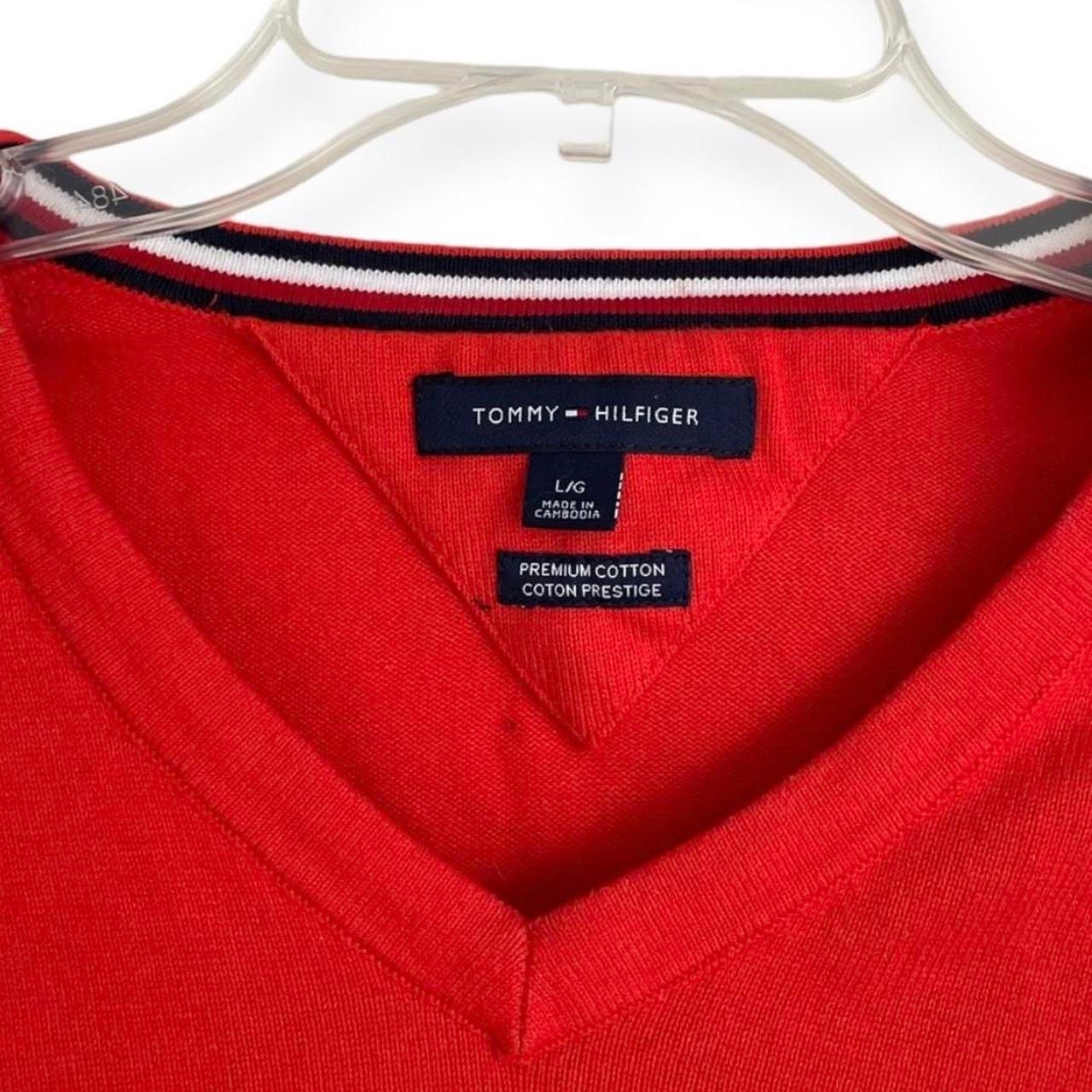 Tommy Hilfiger Vintage Mens Red V-Neck Sweater