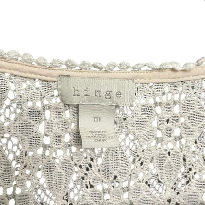 Hinge Sheer Lace Cream Boho Long Bell Sleeve V-Neck Blouse