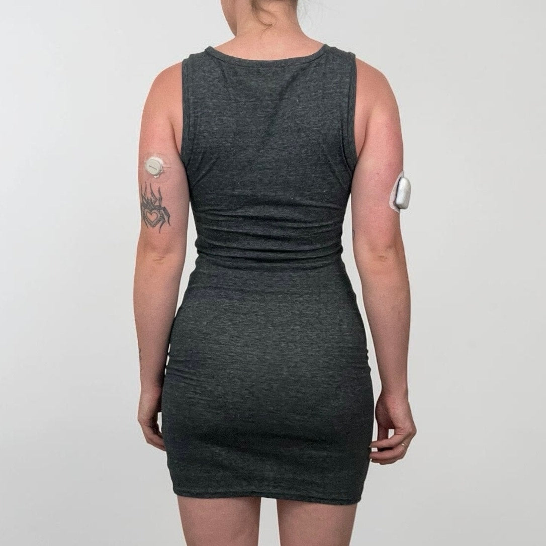 Leith Grey Ruched Asymmetrical Bodycon Mini Dress