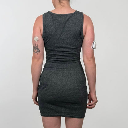 Leith Grey Ruched Asymmetrical Bodycon Mini Dress