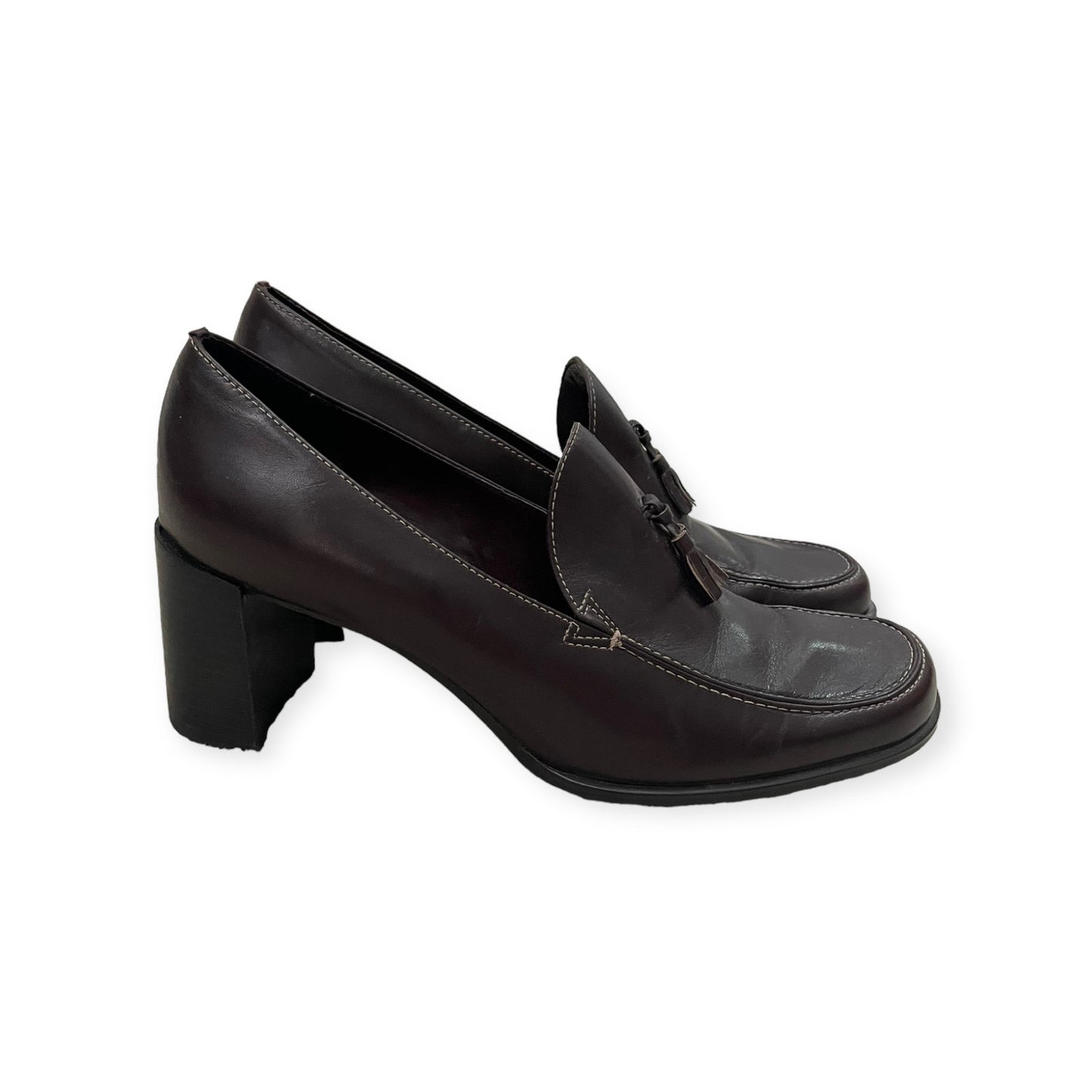 Franco Sarto Brown Leather Heeled Mules