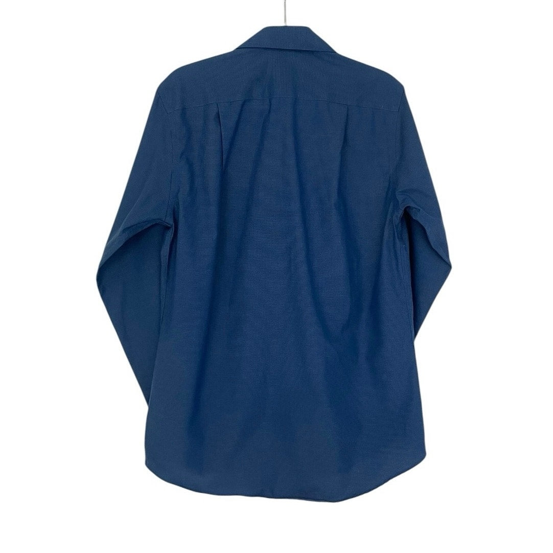 Kenneth Cole Mens Blue Long Sleeve Button Down Dress Shirt