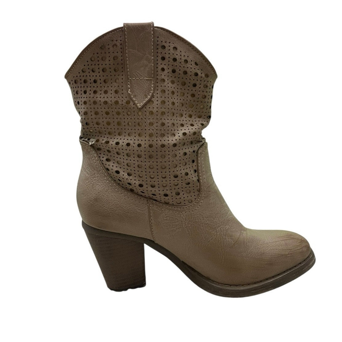 FrancescoMilano Tan Genuine Leather Western Heeled Boots
