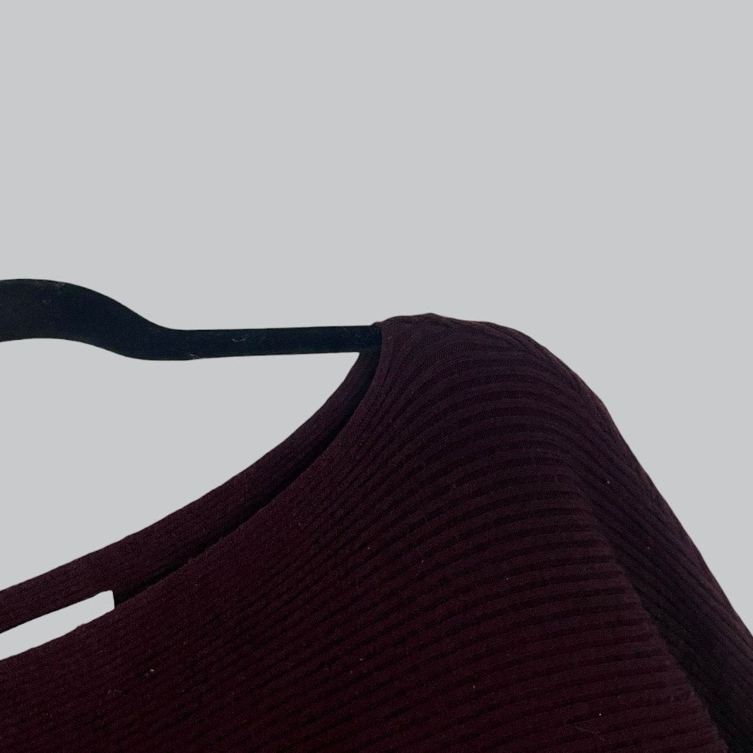 Philosophy Burgundy Ribbed Knit Scoop Neck Sweater