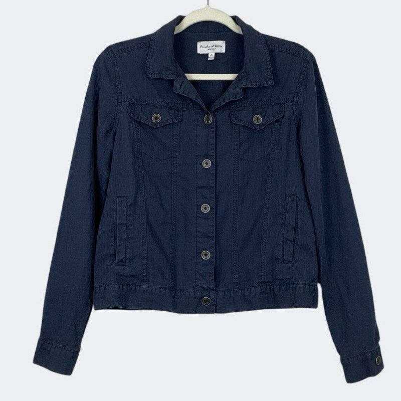 Michael Stars Navy Blue Button Down Lightweight Linen Jacket