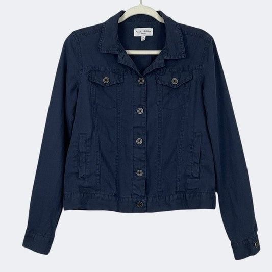 Michael Stars Navy Blue Button Down Lightweight Linen Jacket