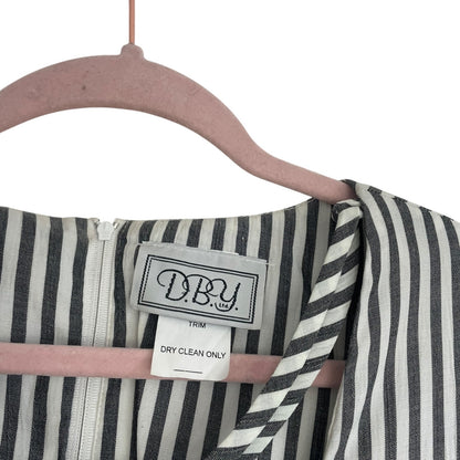 D.B.Y. Ltd Vintage Grey & White Striped Button Down Cutout Neck Maxi Dress
