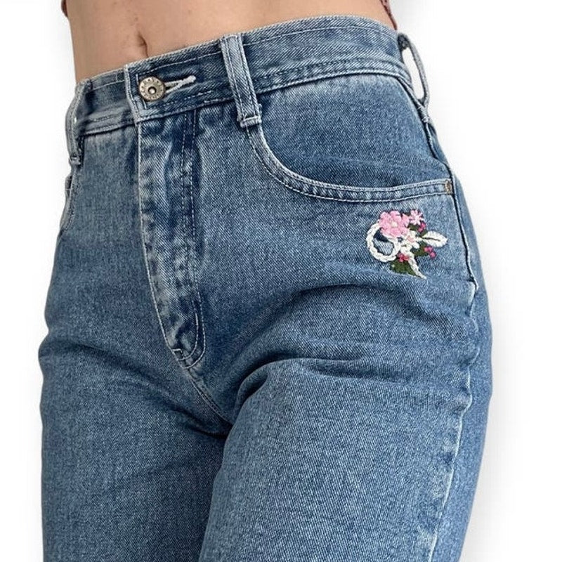 R.V.T Juniors Floral Embroidered Cropped Jeans