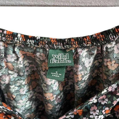 Wild Fable Floral Half Puff Sleeve Tie Front Mini Dress