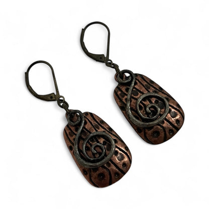 Vintage Bronze & Silver Swirl Earrings