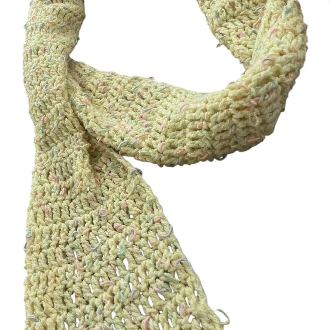 Soft Yellow Pastel Knit Long Scarf