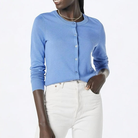 NWT Amazon Essentials Blue Button Down Cardigan Sweater