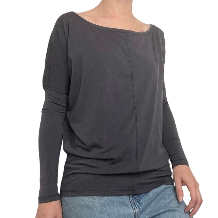 Athleta Soft Grey Long Sleeve Blouse