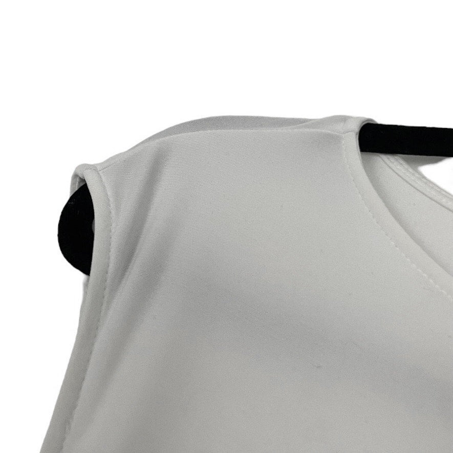 Doncaster White Sheer Cinched Sides Short Sleeve Blouse
