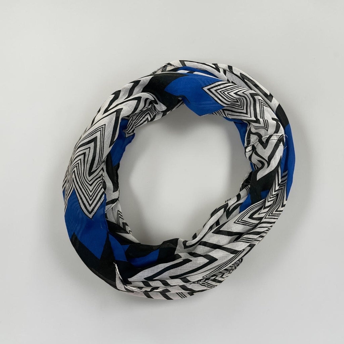 Blue & Black Geometric Infinity Scarf