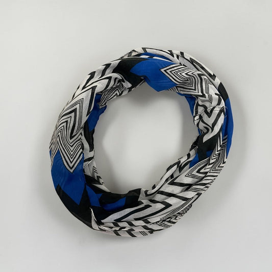 Blue & Black Geometric Infinity Scarf