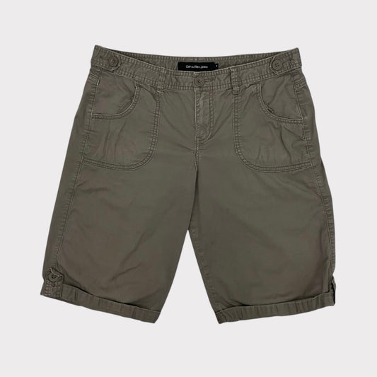 Calvin Klein Jeans Brown Midi Denim Cuffed Cargo Shorts