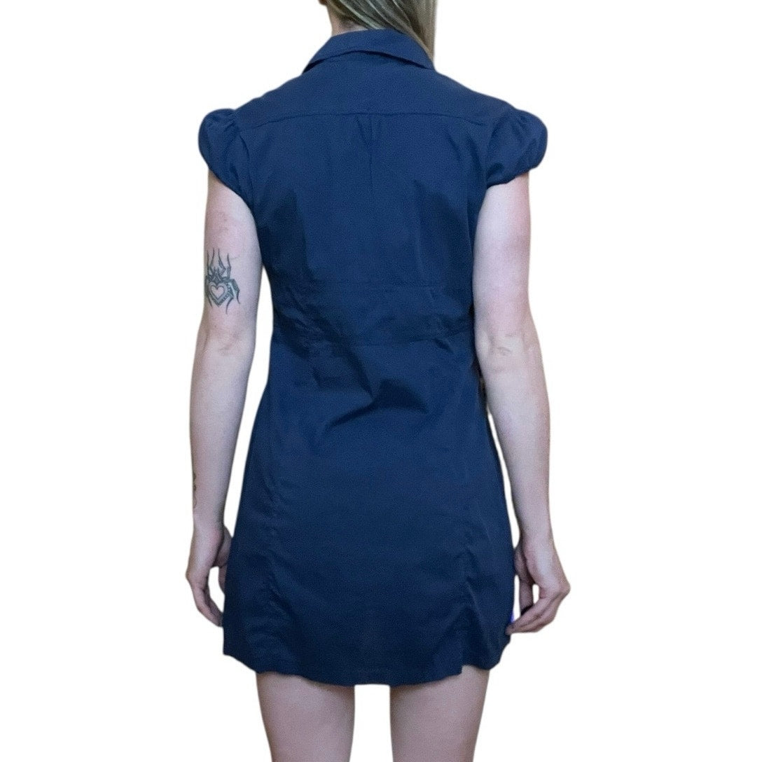 Forever 21 Navy Blue Button Down V-Neck Collared Mini Dress
