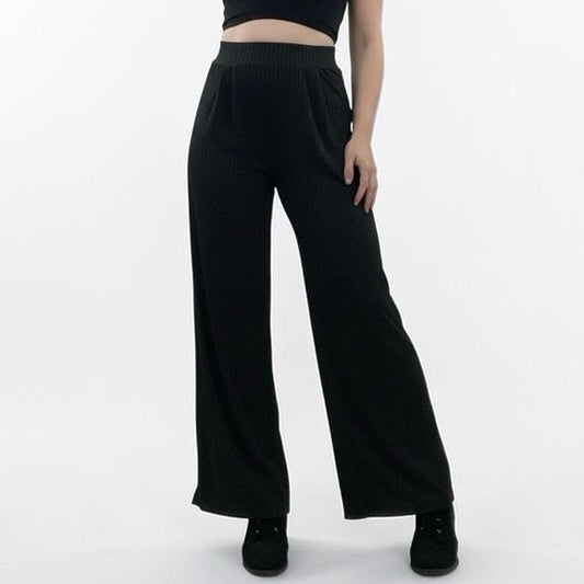Black Pleated Wide Leg High Rise Palazzo Pants