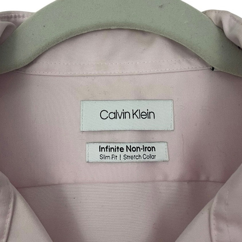 Calvin Klein Mens Pink Slim Fit Button Down Dress Shirt