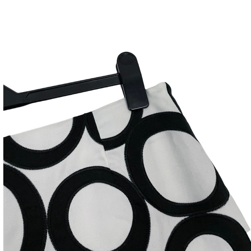Doncaster Black & White Geometric Circle Print A-Line Skirt