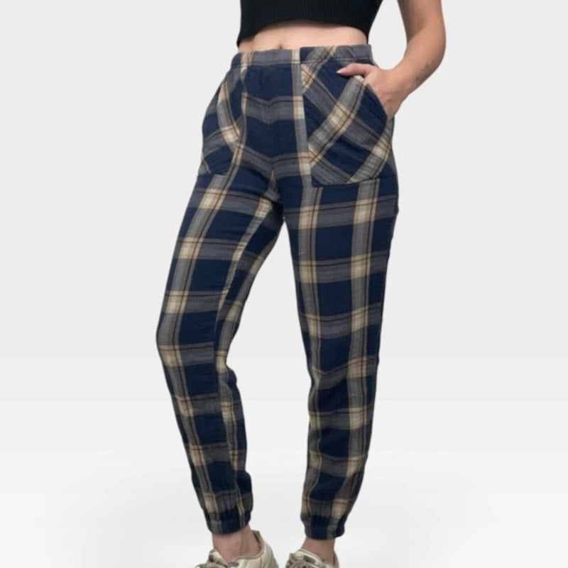 Aerie Blue & Beige Plaid Pajama Pants