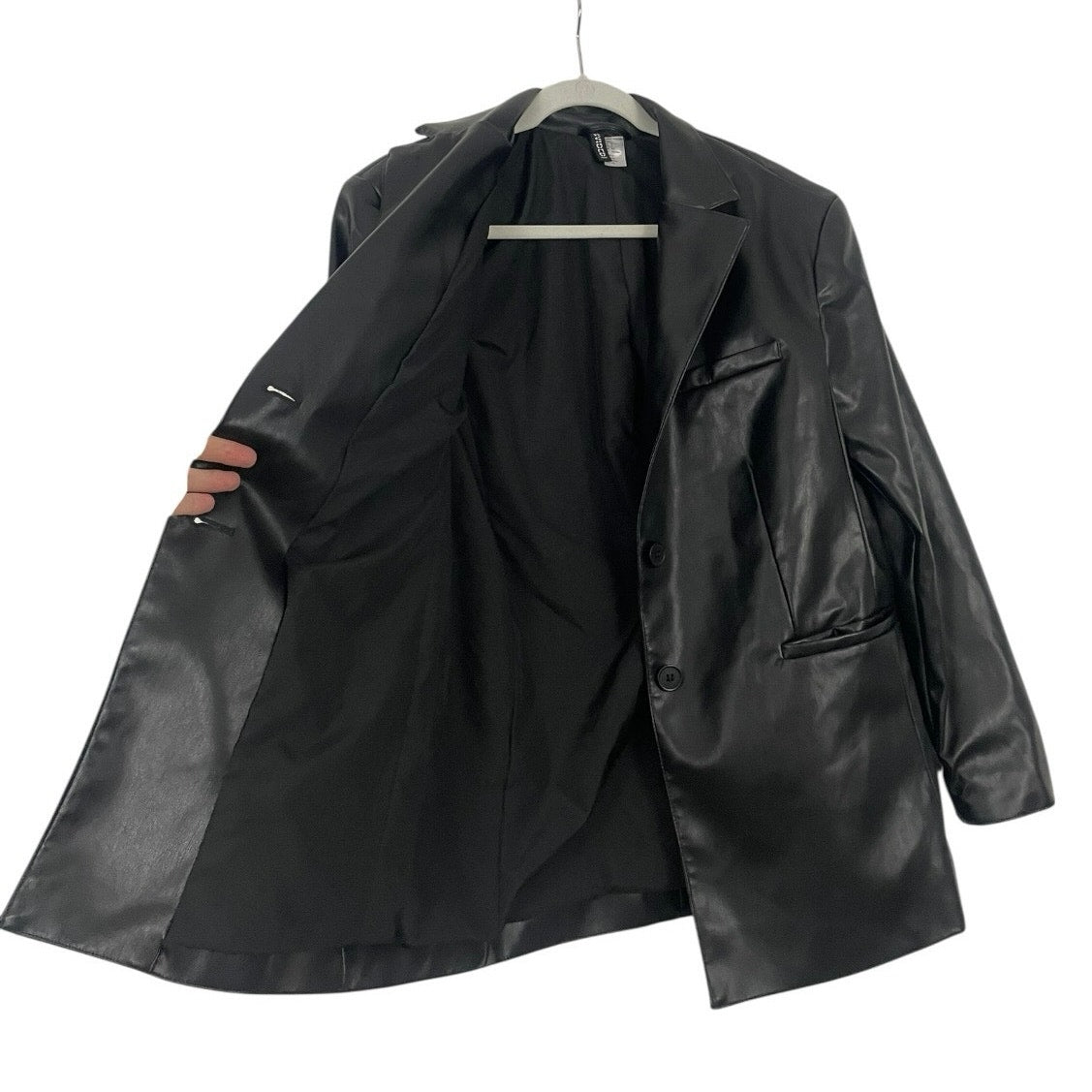 Divided by H&M Black Faux Leather Button Down Jacket