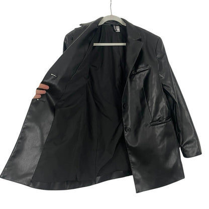 Divided by H&M Black Faux Leather Button Down Jacket