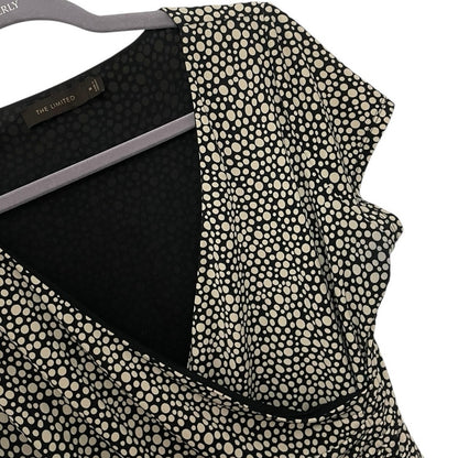 The Limited Black & Cream Polka Dot Wrap V-Neck Short Sleeve Mini Dress