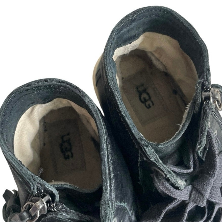 UGG Black Leather Zipper High Top Sneakers