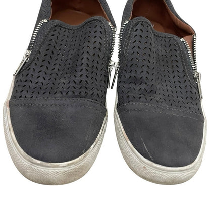 Report Alexa Grey Perforated Zipper Slip On Sneakers