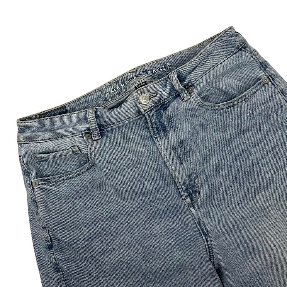 American Eagle Light Wash Stretch Mom Straight Leg High Rise Jeans