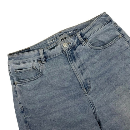 American Eagle Light Wash Stretch Mom Straight Leg High Rise Jeans
