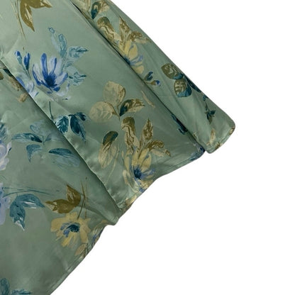 Lulus Silky Sage Green & Blue Floral Side Slit Plunge V-Neck Maxi Dress