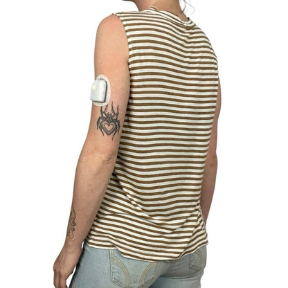 Monrow Brown & White Striped Tank Top