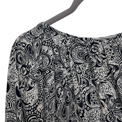Michael by Michael Kors Black & White Paisley Quarter Sleeve Blouse