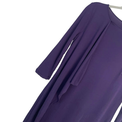 Doncaster Purple Asymmetrical Draped 3/4 Sleeve Dress