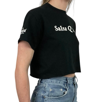 Salsa Queen Cropped Black Short Sleeve Graphic Tee