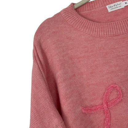 Shop The Mint Pink Love Tinsel Embroidered Knit Crewneck Sweater
