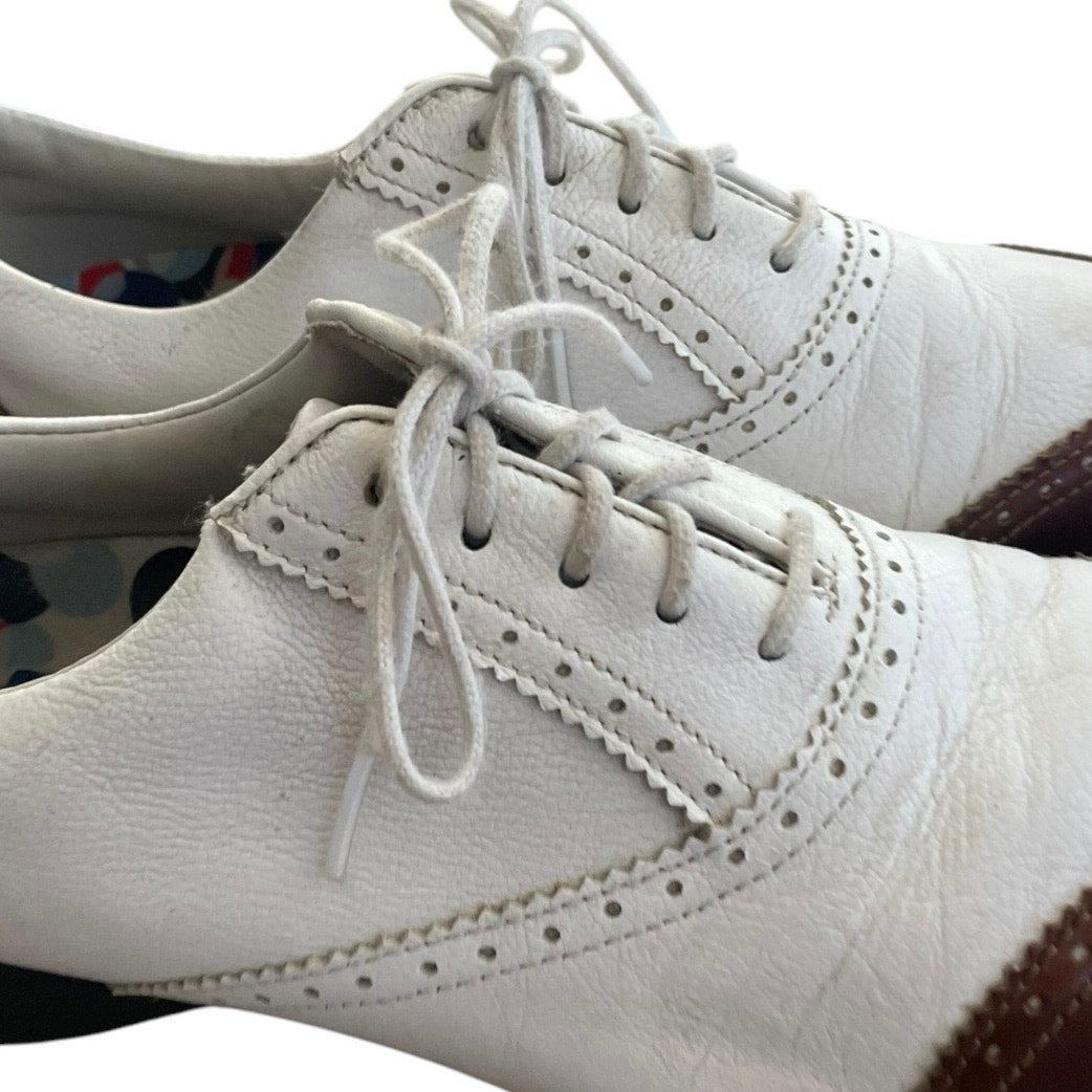 Footjoy White and Brown LoPro Collection Leather Golf Shoes