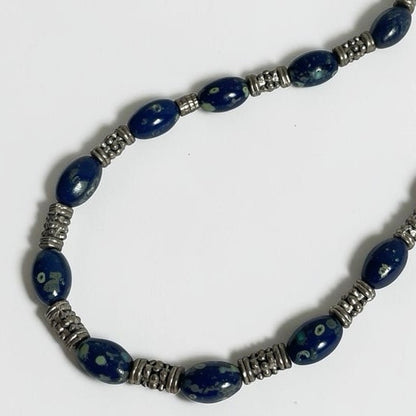Vintage Blue Beaded Glasses Chain with Silver Tone Spacers