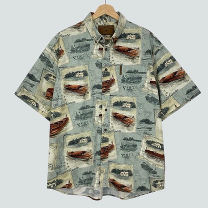North River Mens Vintage Motorboats Button Down Shirt
