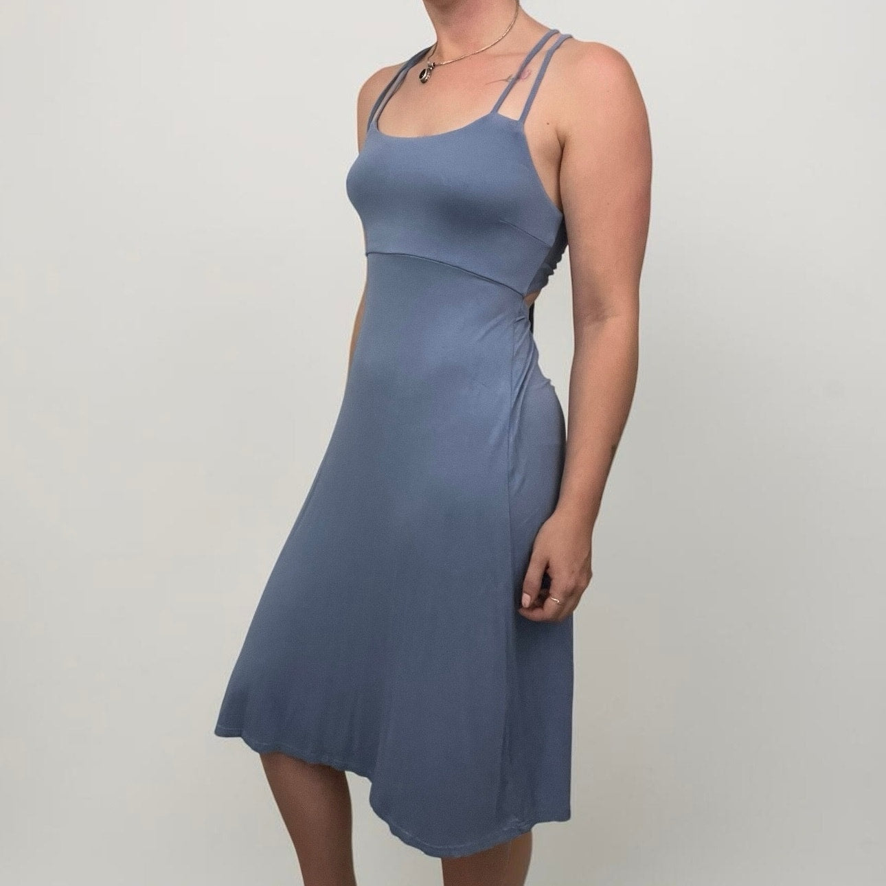 Lascana for Venus Dusty Blue Strappy Open Back Midi Dress