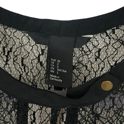 H&M Sheer Black Lace Keyhole Tank Top Blouse
