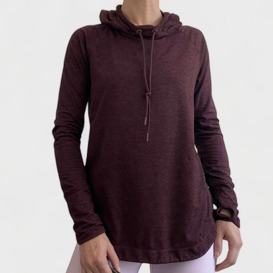 Athleta Maroon Soft Active Long Sleeve Hoodie Sweatshirt