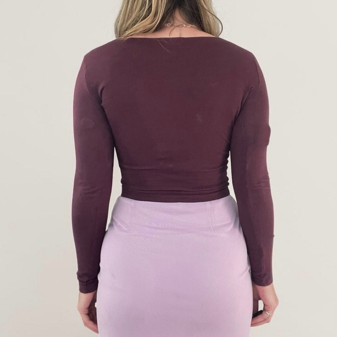 Charlotte Russe Plum Cropped Long Sleeve Top
