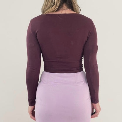 Charlotte Russe Plum Cropped Long Sleeve Top